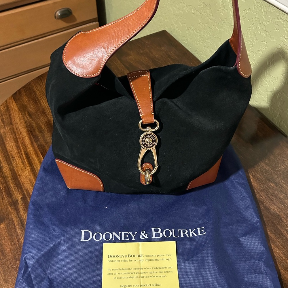 Dooney & Bourke Black Suede & Tan leather bag